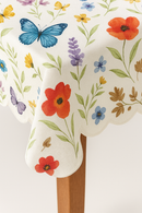 Scallop Edge Watercolour Butterfly Flowers Vinyl Oilcloth Tablecloth