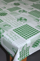 Tea Time Green  PVC Vinyl Tablecloth 20 Metres x 140cm