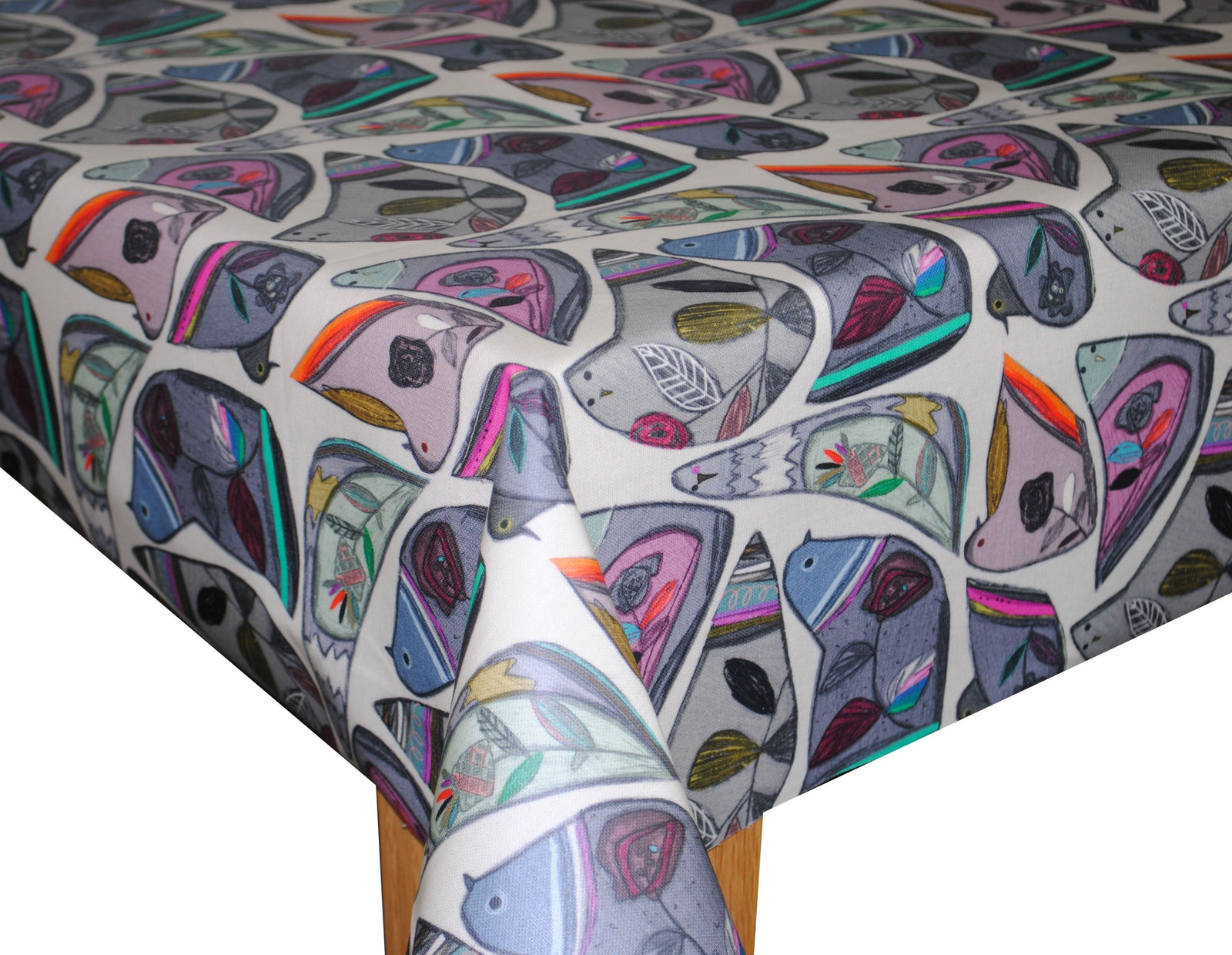 Chess Chirpy Bird Oilcloth - PVC Tablecloths & Vinyl Tablecloths