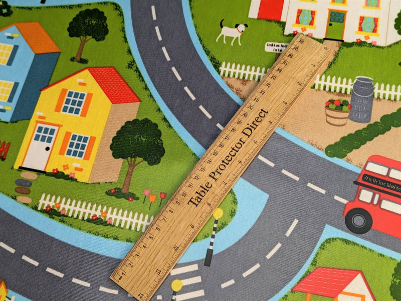 Childrens Town Road Map Oilcloth Tablecloth by Clarke and Clarke