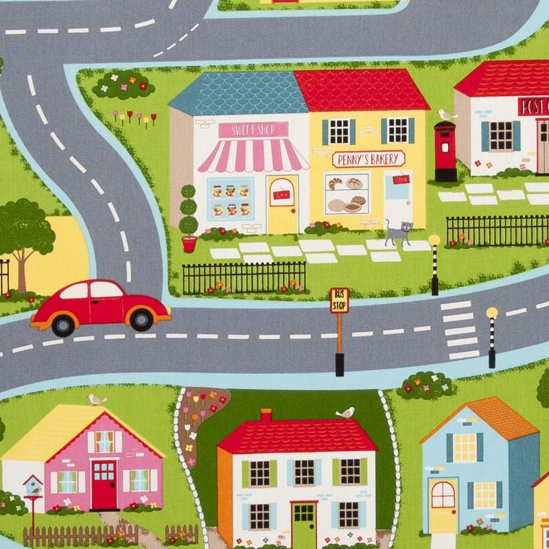 Childrens Town Road Map Oilcloth Tablecloth by Clarke and Clarke