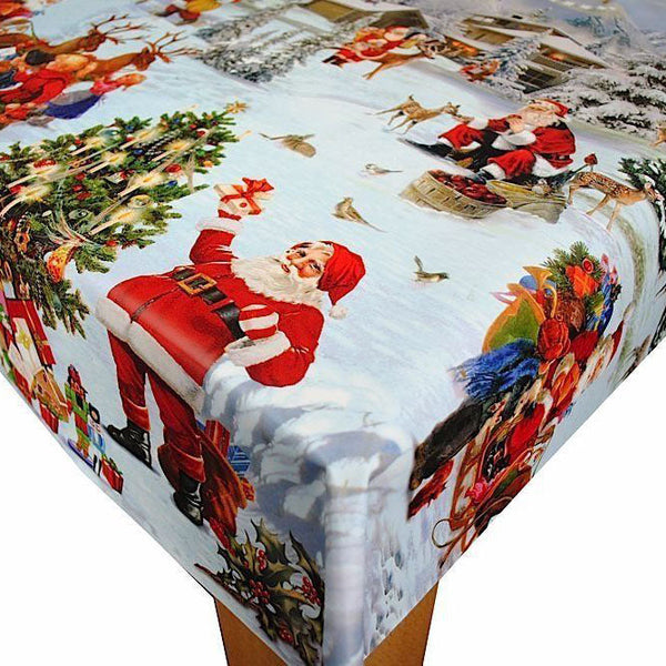 Christmas Scene Vinyl Oilcloth Tablecloth 200cm x 140cm   - Warehouse Clearance
