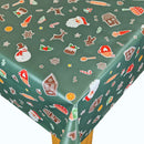Christmas Baking Green Christmas PVC Vinyl Tablecloth 20 Metres x 140cm Full Roll