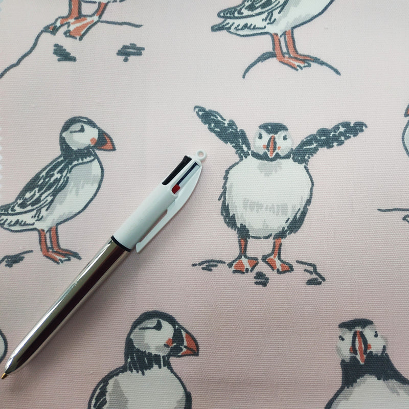 Clarke and Clarke Atlantic Puffin Blush Pink Oilcloth Tablecloth
