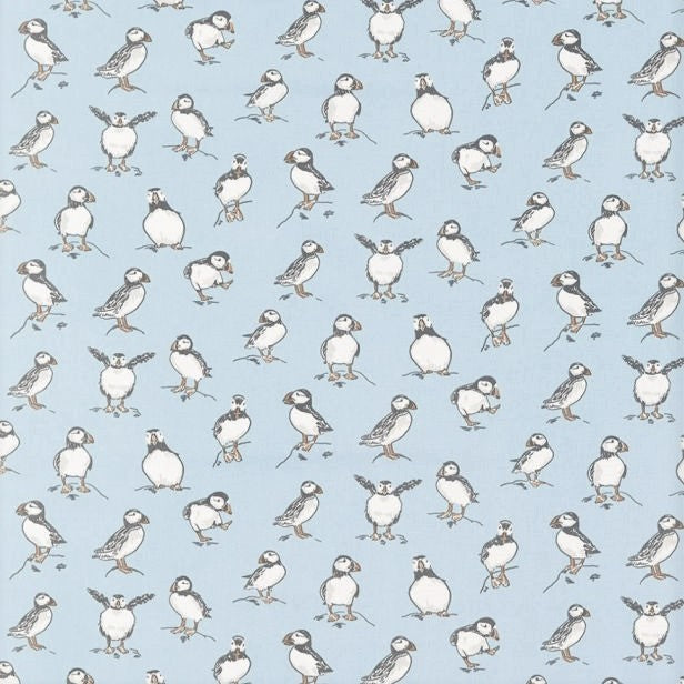 Clarke and Clarke Atlantic Puffin Powder Blue Oilcloth Tablecloth