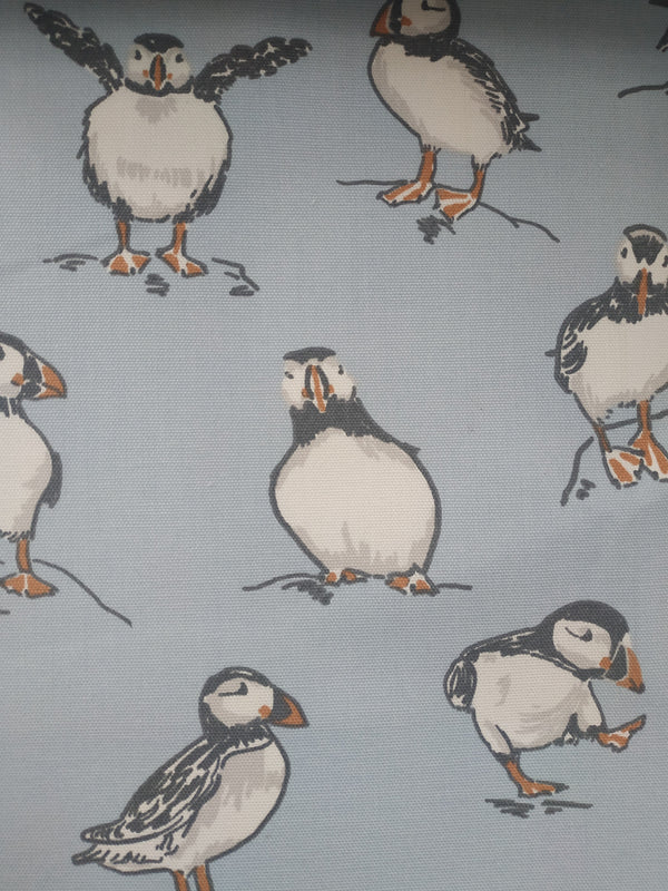 Clarke and Clarke Atlantic Puffin Powder Blue Oilcloth Tablecloth