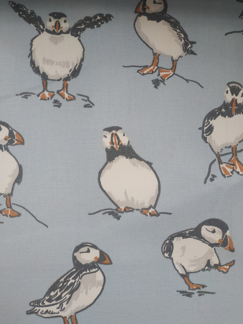 Clarke and Clarke Atlantic Puffin Powder Blue Oilcloth Tablecloth
