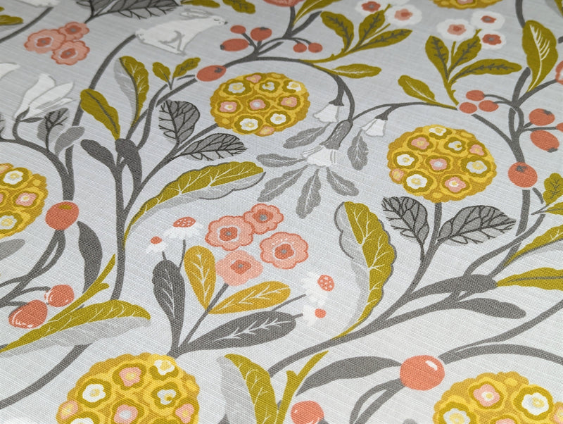 Clarke and Clarke Forester Ochre Grey Oilcloth Tablecloth