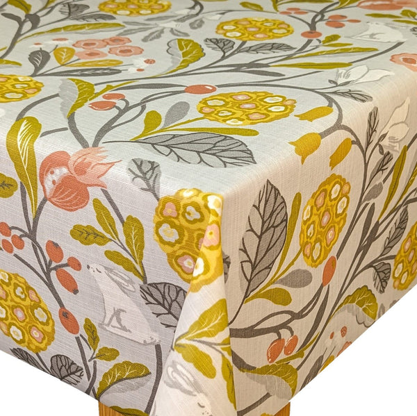 Clarke and Clarke Forester Ochre Grey Oilcloth Tablecloth