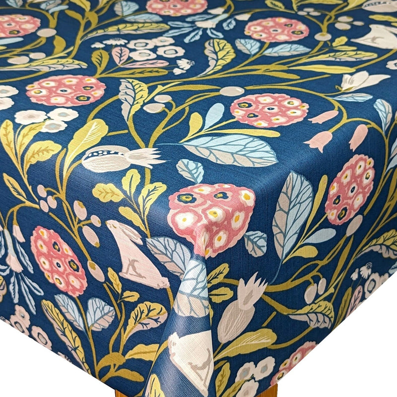 Clarke and Clarke Forester Teal and Blush Oilcloth Tablecloth