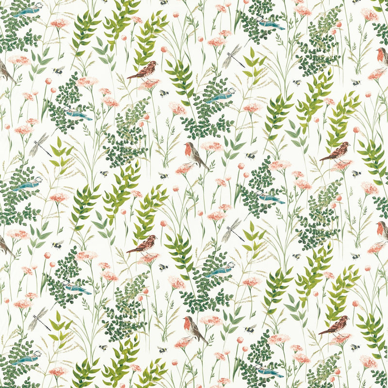 Clarke and Clarke Gardenia Blush Garden Birds Oilcloth Tablecloth