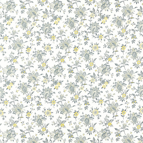 Clarke and Clarke Ornella Floral Charcoal Grey Chartreuse Oilcloth Tablecloth