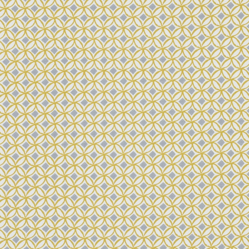 Clarke and Clarke Ortis Ochre and Grey Oilcloth Tablecloth