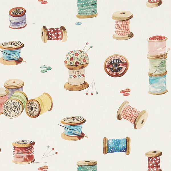 Clarke and Clarke Sewing Cream Oilcloth Tablecloth