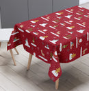 Cool Yule Red Christmas Oilcloth Tablecloth by Fryetts