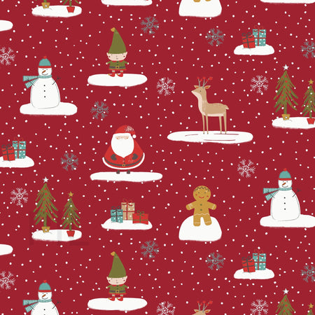 Cool Yule Red Christmas Oilcloth Tablecloth by Fryetts