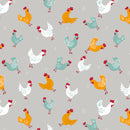 Playful Chicken Multi Vinyl Oilcloth Tablecloth