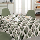 Green & Taupe Retro Leaf Vinyl Oilcloth Tablecloth