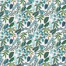 Table Protector Botanical Teal Leaves 140cm wide Heat Resistant Padded