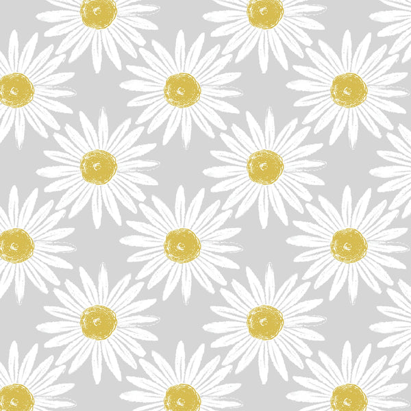 Daisy on Grey Oilcloth Tablecloth by Fryetts