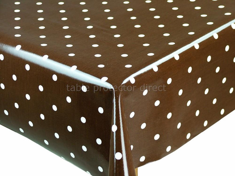 Dotty Chocolate Oilcloth Tablecloth by Clarke and Clarke