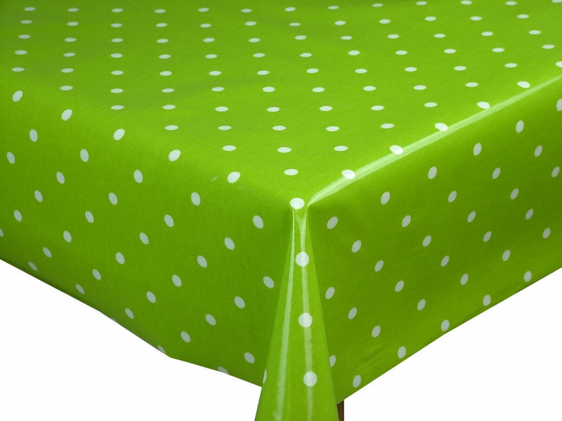 Dotty Lime Oilcloth Tablecloth by Clarke and Clarke