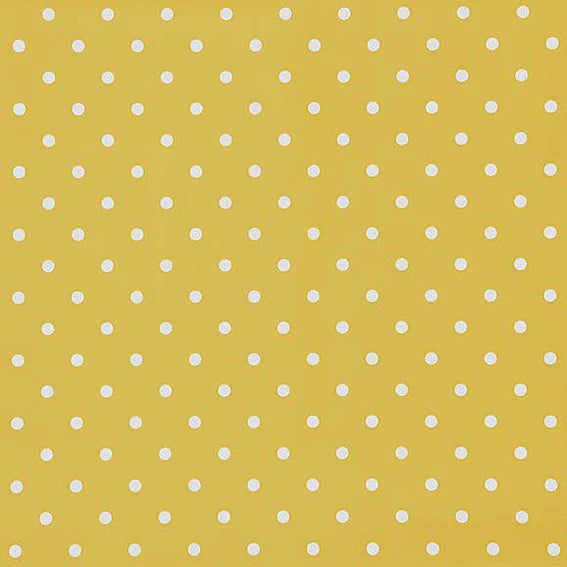 Ochre Polka Dot Vinyl Oilcloth Tablecloth ROUND 110cm  - Warehouse Clearance