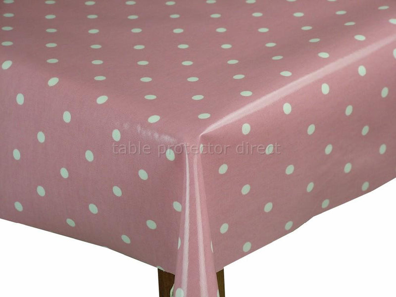 Dotty Rose Pink Oilcloth Tablecloth by Clarke and Clarke