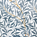 Willow Bough Leaves Blue PVC Vinyl Oilcloth Tablecloth