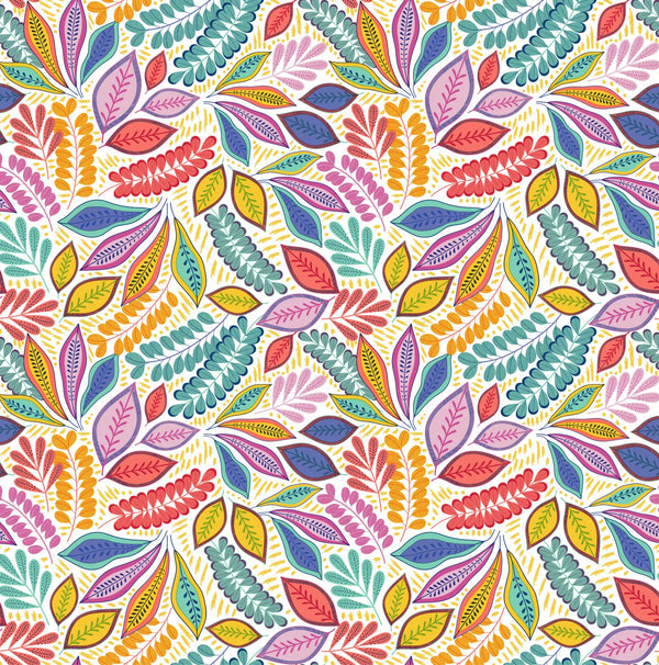 Tutti Fruity Tropical Leaves PVC Vinyl Oilcloth Tablecloth