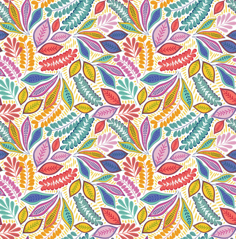 Tutti Fruity Tropical Leaves PVC Vinyl Oilcloth Tablecloth