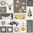 Christmas Village Grey and Gold PVC Vinyl Oilcloth Tablecloth