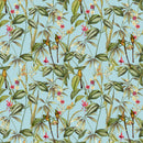 Tropical Birds Blue PVC Vinyl Oilcloth Tablecloth