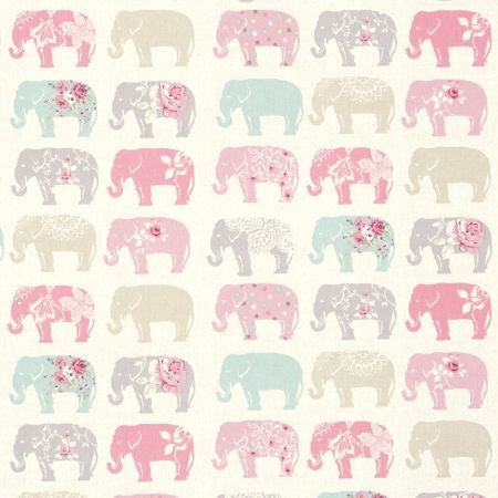 Elephants Pastel Cotton Oilcloth Tablecloth by Clarke and Clarke