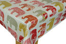Elephants Spice Cotton Oilcloth Tablecloth by Clarke and Clarke