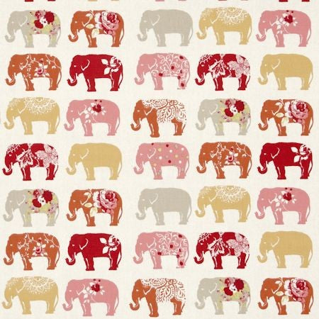 Elephants Spice Cotton Oilcloth Tablecloth by Clarke and Clarke