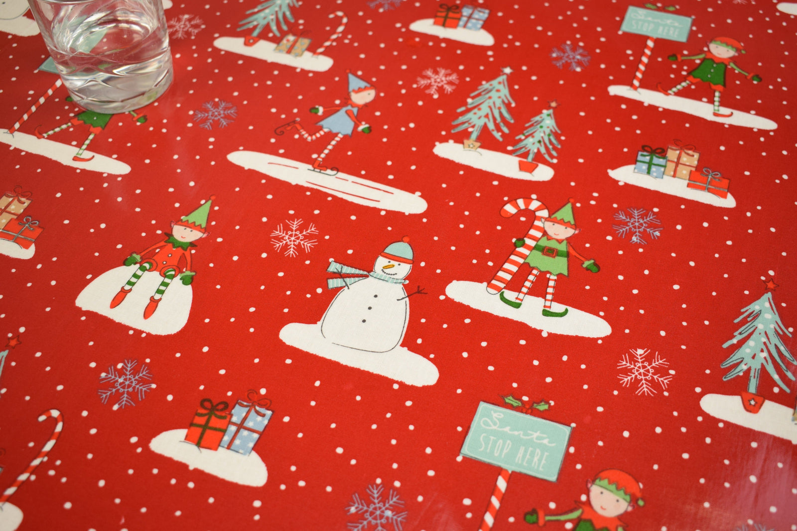 Elf on the Shelf red Oilcloth - PVC Tablecloths & Vinyl Tablecloths