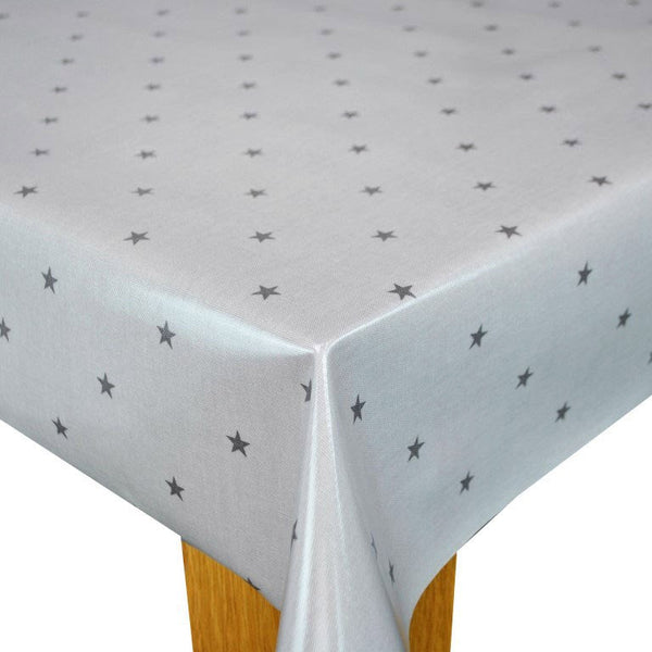 Etoile Stars Smoke Grey Cotton Oilcloth Tablecloth by Clarke and Clarke