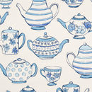 Teapots Teatime Blue Oilcloth Tablecloth