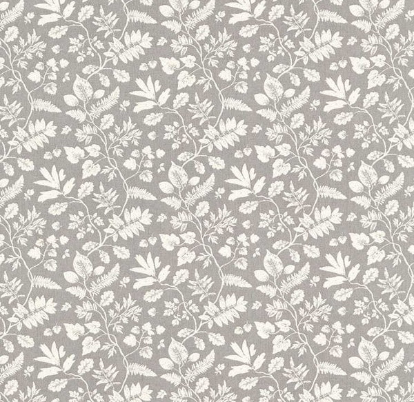 Bellever Graphite Grey Leaf Design Oilcloth Table Cloth