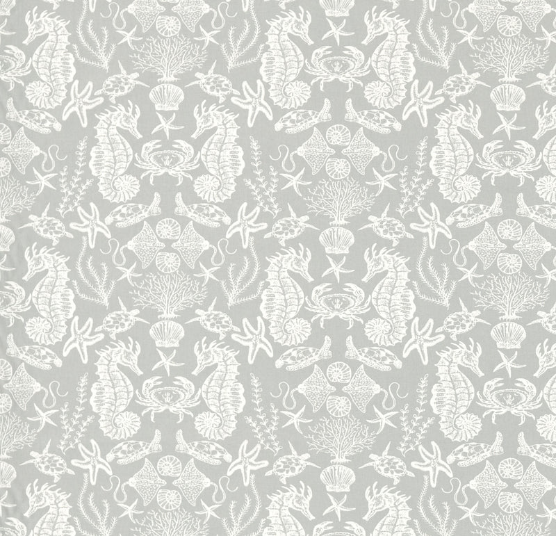 Aquarium Seahorse Sea Creatures Grey Matt Oilcloth Table Cloth