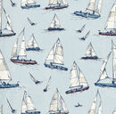 Sailing Yacht Marine Blue Matt Oilcloth Table Cloth