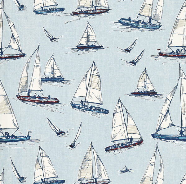 Sailing Yacht Marine Blue Matt Oilcloth Table Cloth