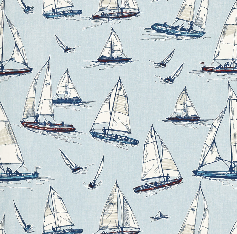 Sailing Yacht Marine Blue Matt Oilcloth Table Cloth