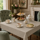 Linen Effect Tex Biscuit Vinyl Oilcloth Tablecloth