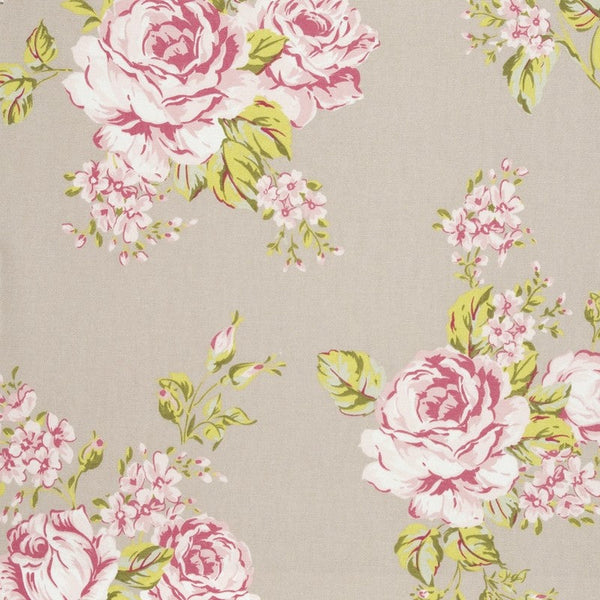 Flora Taupe Cotton Oilcloth Tablecloth by Clarke and Clarke