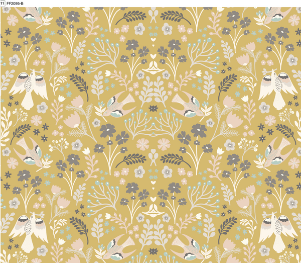Folklore Ochre Oilcloth Tablecloth by Fryetts Fabrics