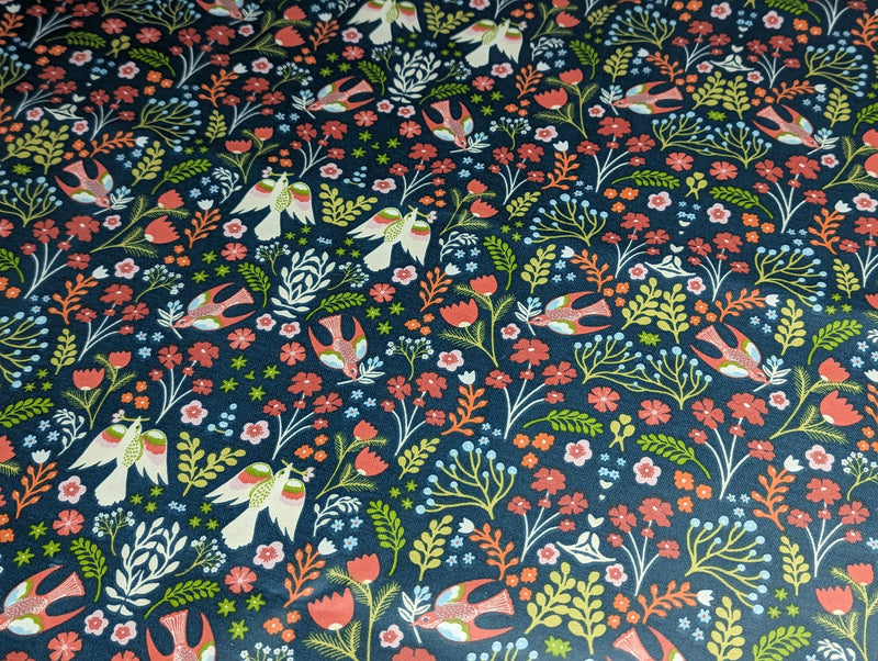 Folklore Teal Jade Oilcloth Tablecloth by Fryetts Fabrics