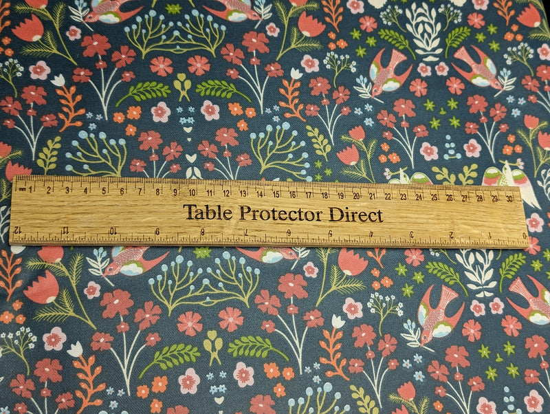 Folklore Teal Jade Oilcloth Tablecloth by Fryetts Fabrics