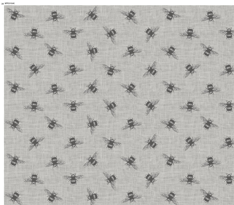 Fryetts Bees Charcoal Grey Oilcloth Tablecloth